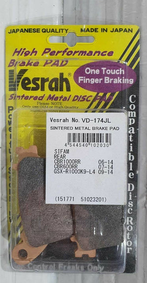 Pastiglie freno posteriore VD174JL vesrah honda cbr 1000 rr sp 2014-2018